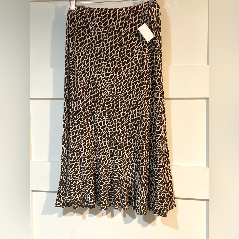 CHICO'S Travelers Animal Print Ankle Length Flared Skirt Size Large
